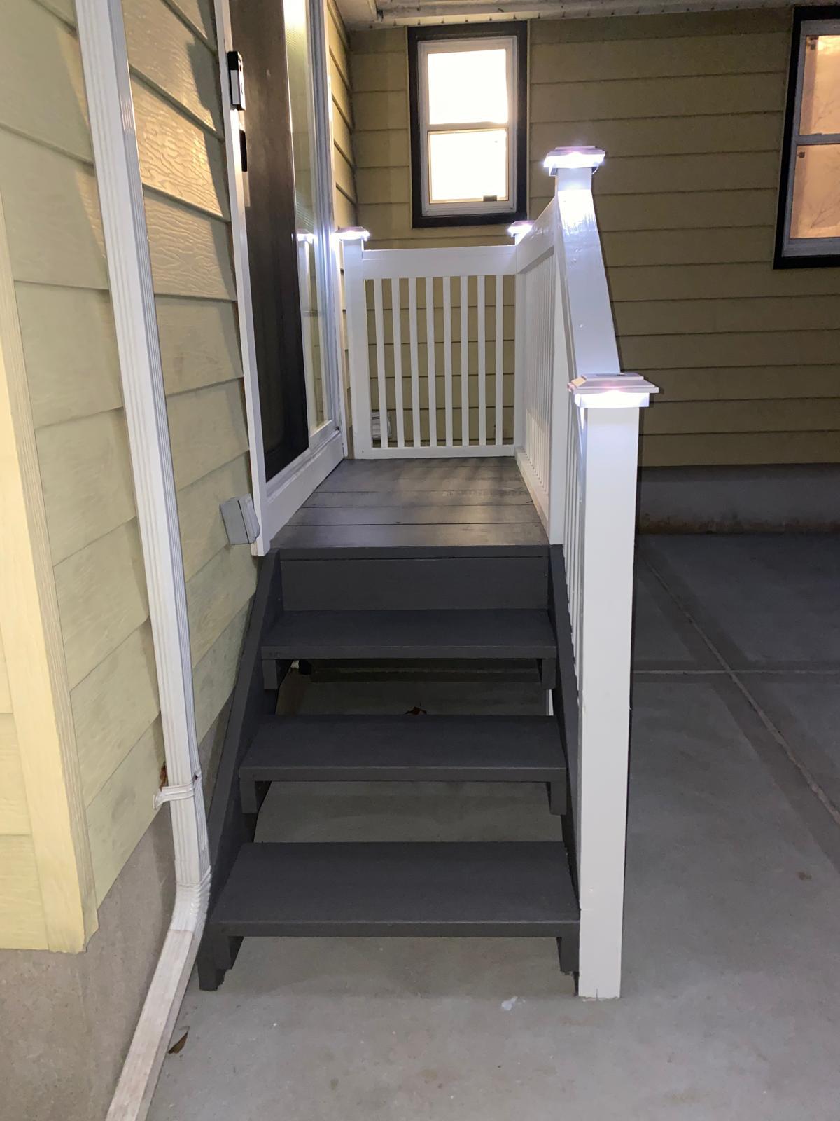 Painted exterior porch steps and landing